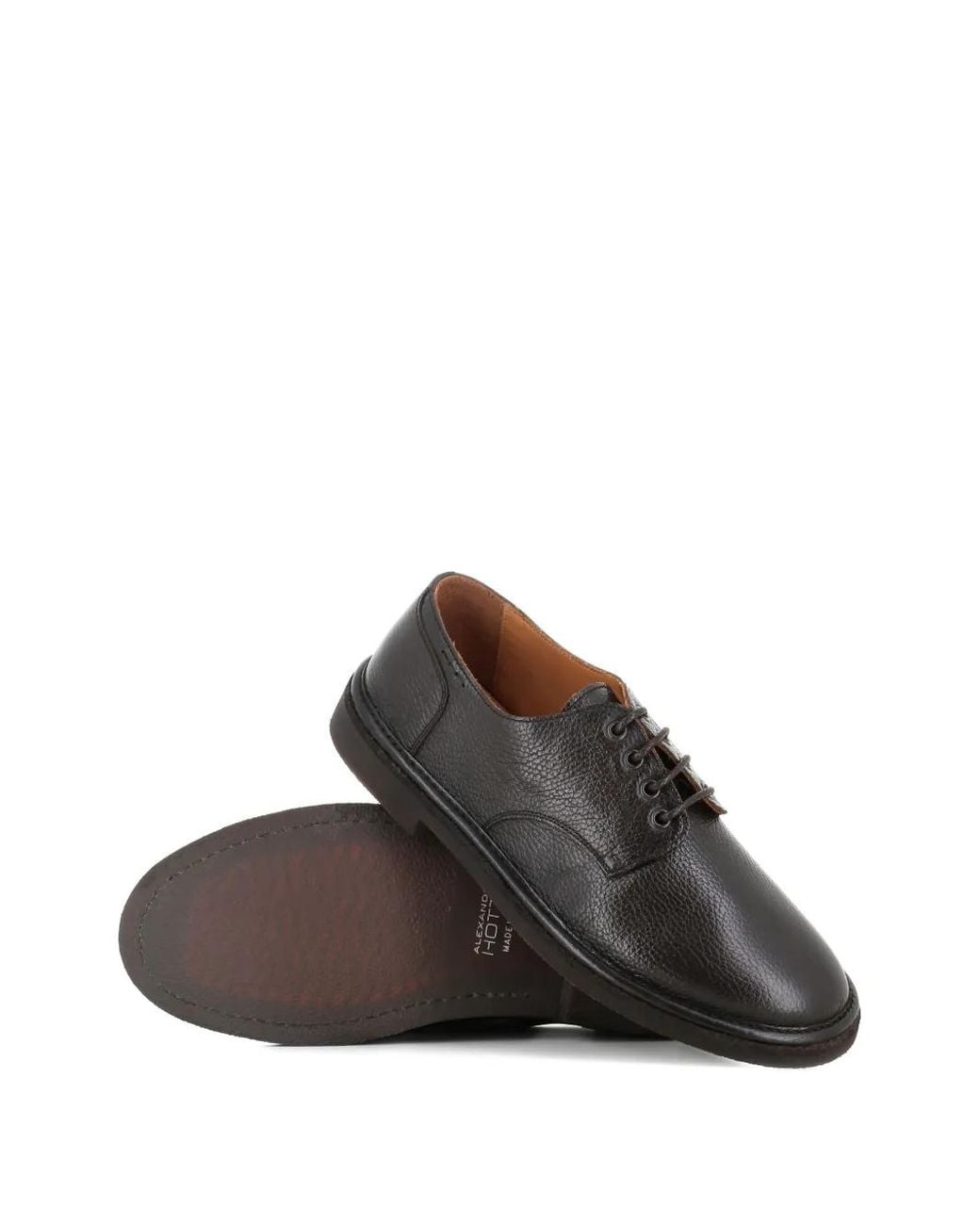 Alexander Hotto Brown Textured Leather Derby Shoes for men