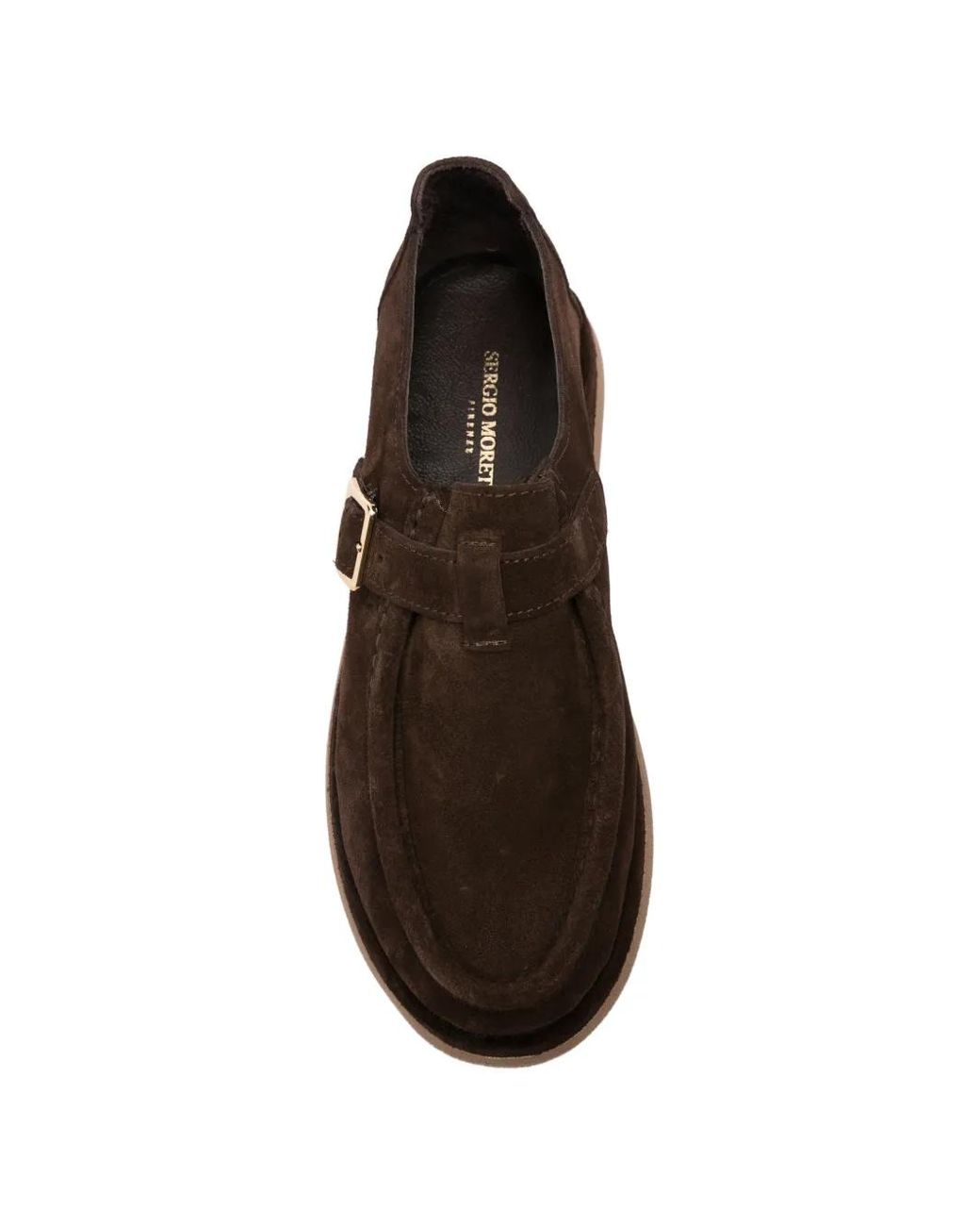 SERGIO MORETTI FIRENZE Brown Buckle-Fastening Suede Loafers