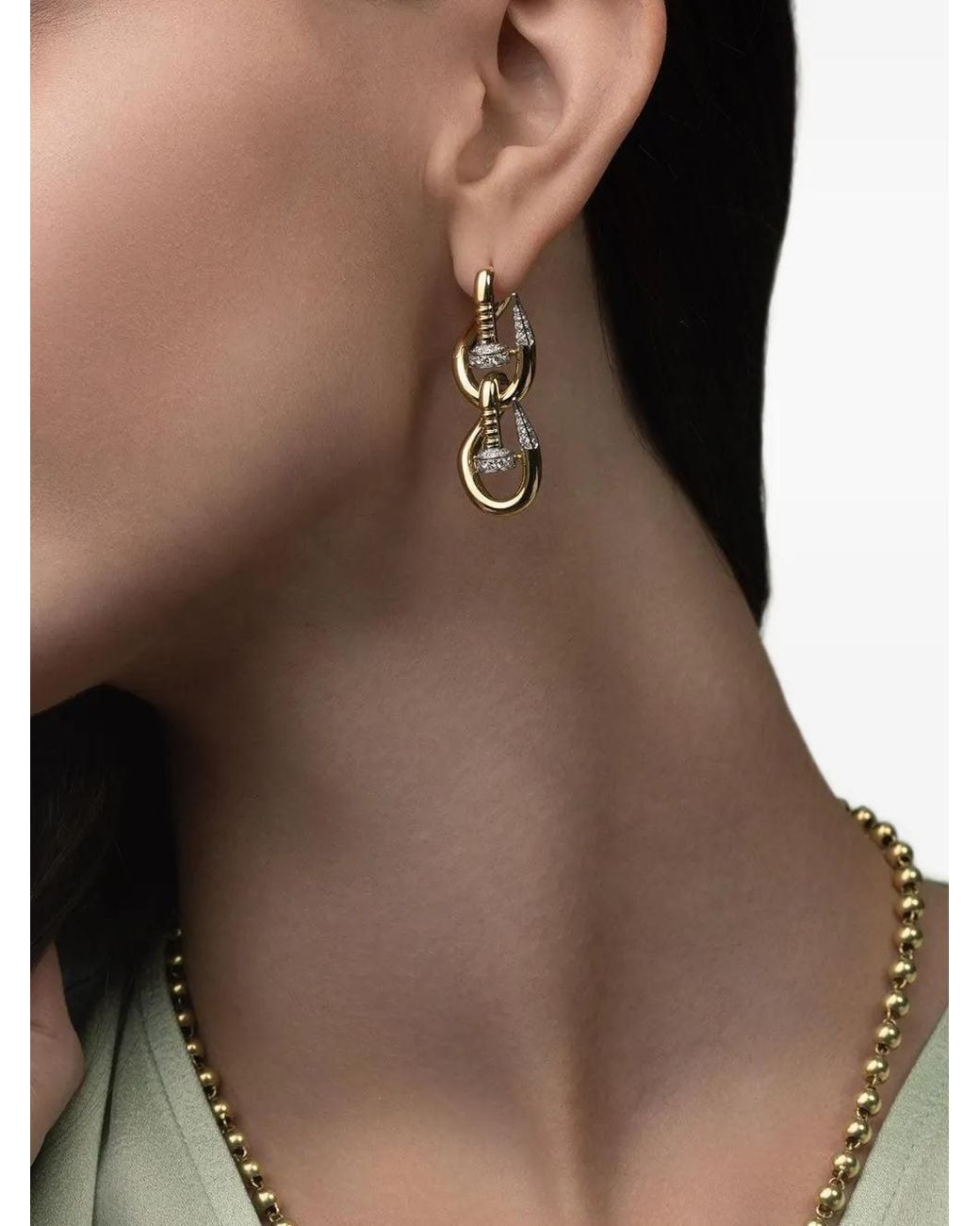 David Webb Metallic Double Bent Nail Diamond Earrings