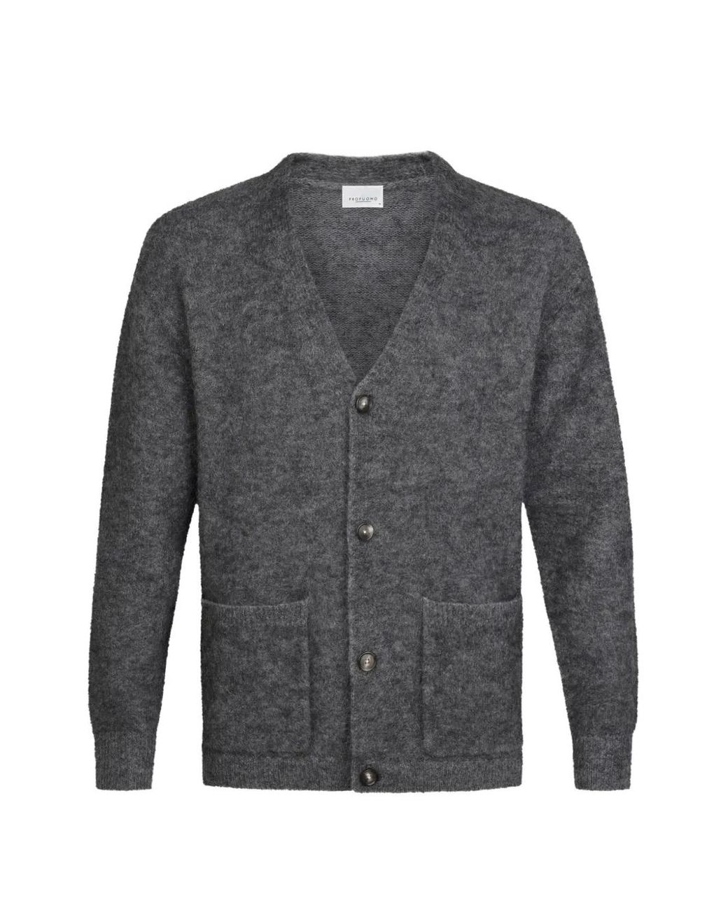 Profuomo Gray Button-Up Knitted Cardigan for men