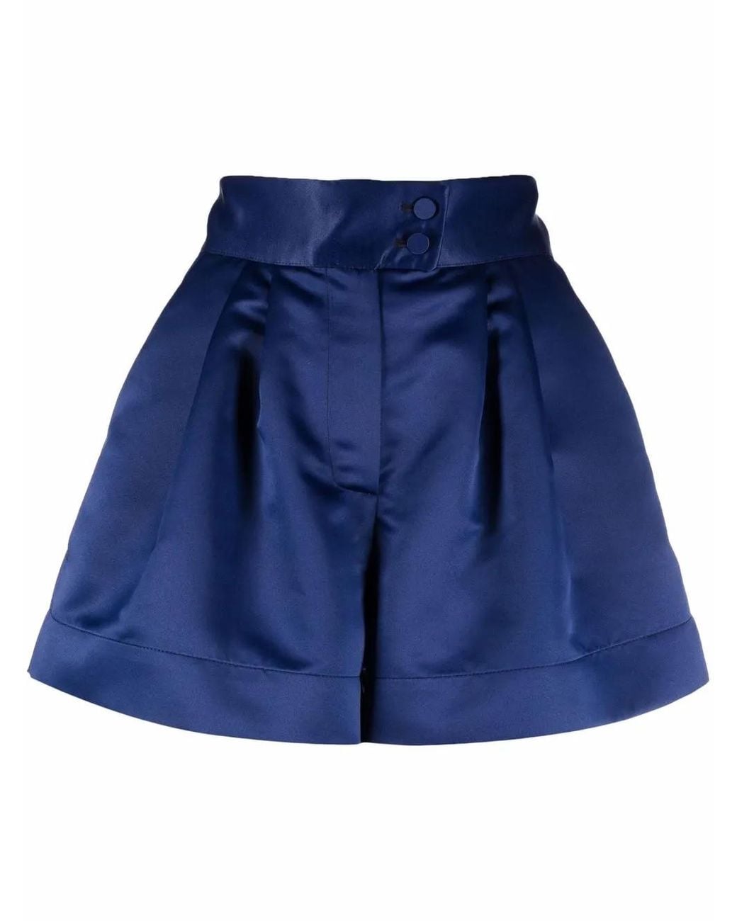 Styland Blue High-Waisted Satin Shorts