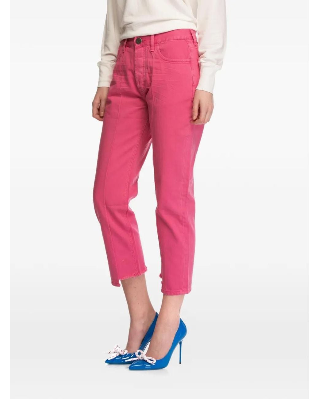 One Teaspoon Pink Truckers Raw-Cut Jeans
