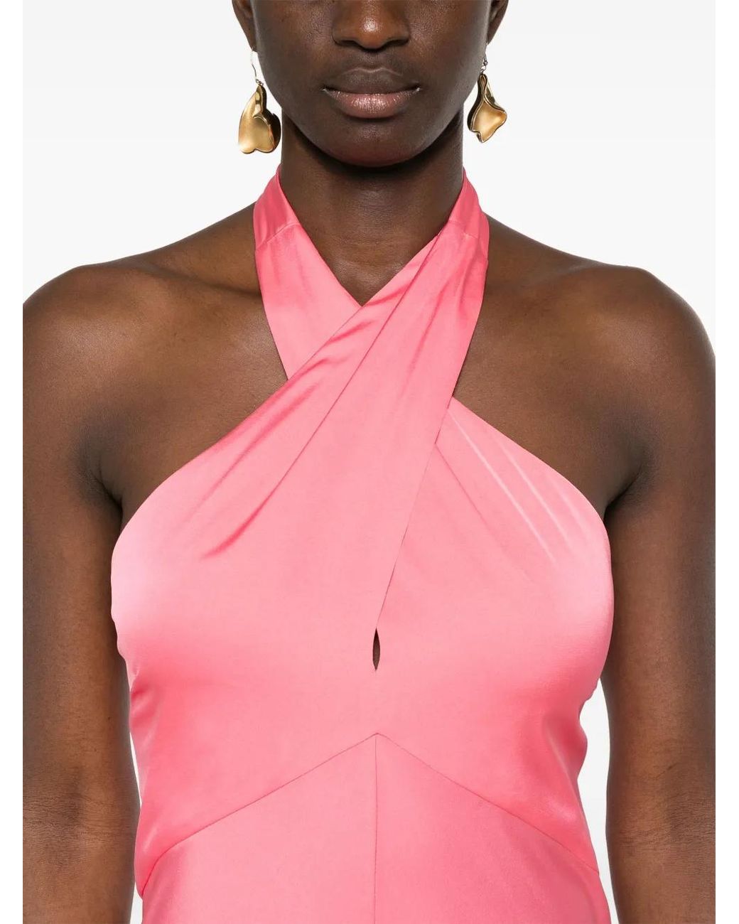 D.exterior Pink Halterneck Maxi Dress