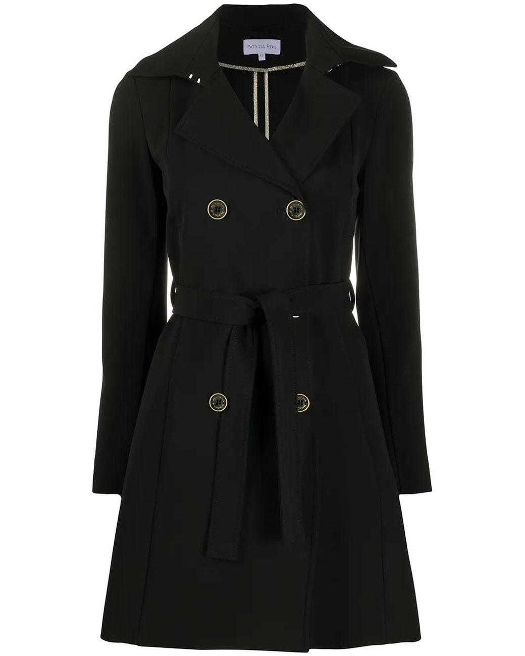 Patrizia Pepe Black Double Breasted Trench Coat