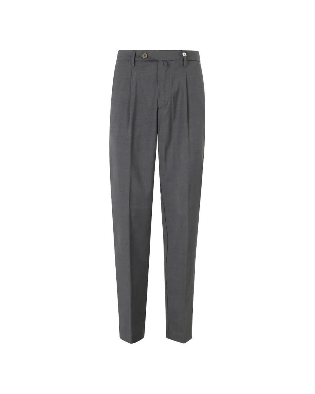 Myths Gray Pleated Pressed-Crease Trousers for men