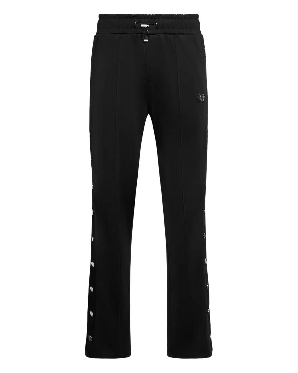 Philipp Plein Black Snap-Fit Fastening Track Pants for men