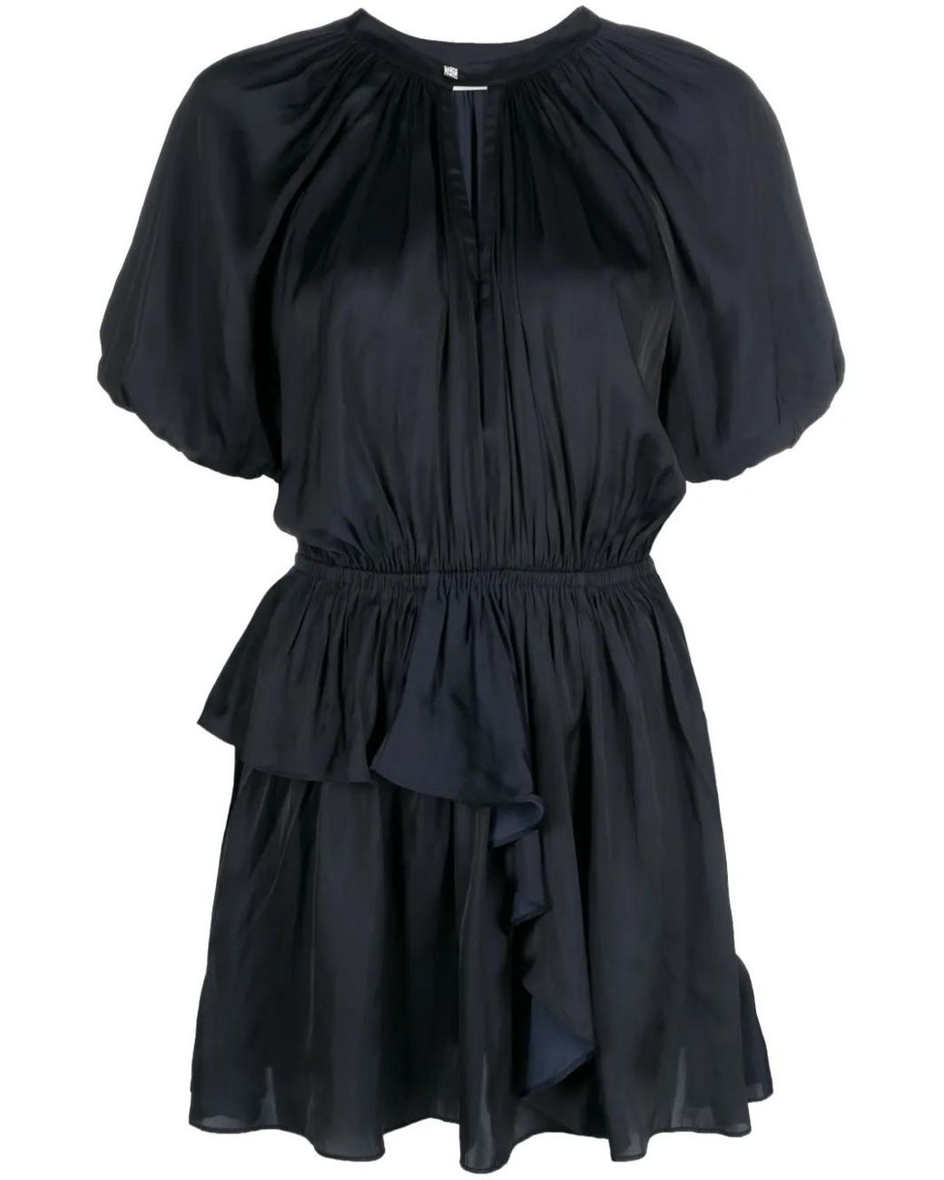 Zadig & Voltaire Black Romina Puff-Sleeve Ruched Mini Dress
