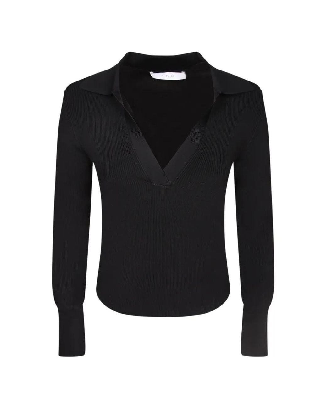 IRO Black Waves Polo-Collar Sweater