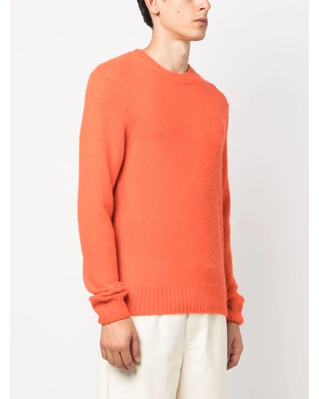 Orlebar Brown Orange Lorca Logo-Patch Knitted Jumper for men