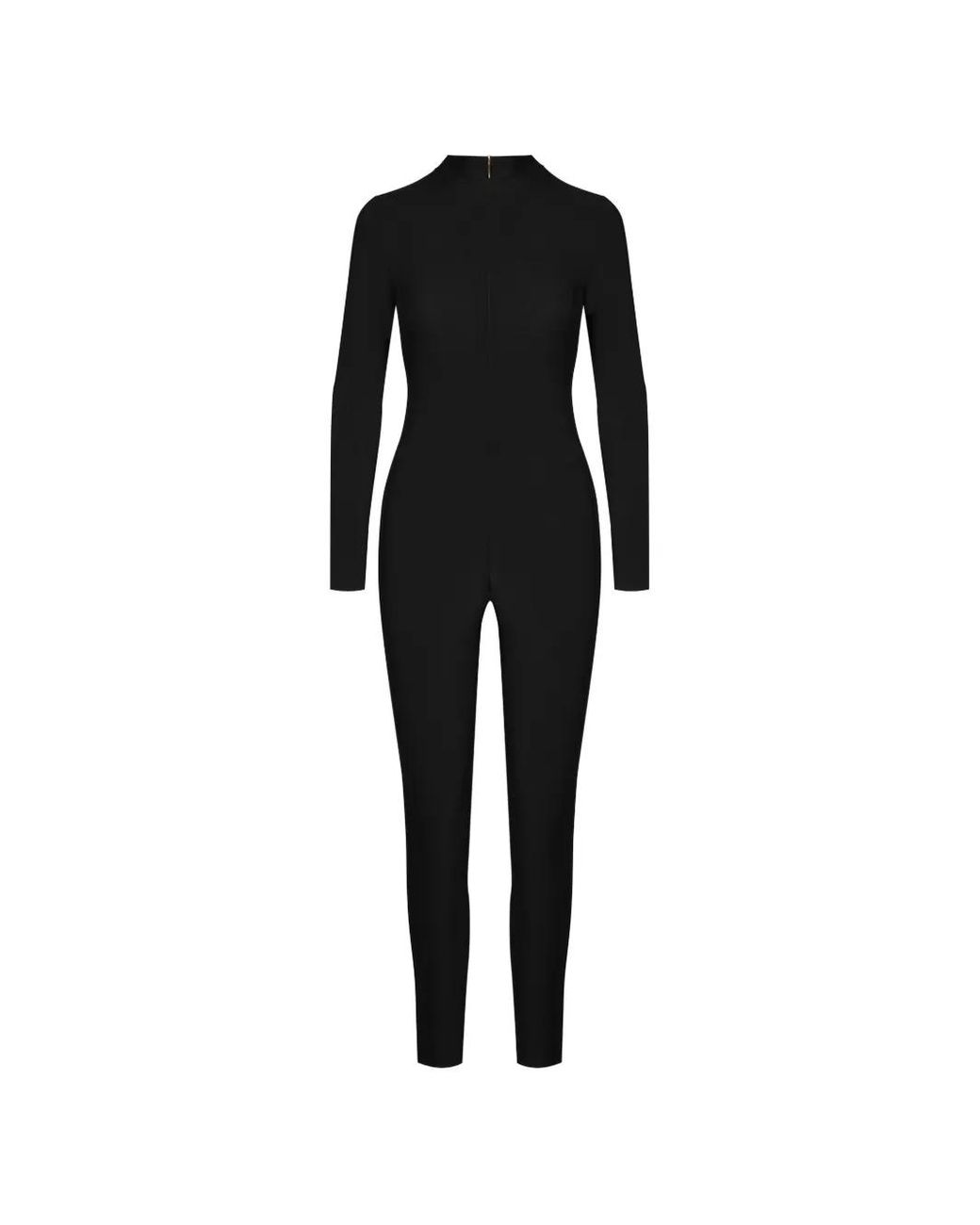 Scandale Black Sheer-Panelled Long-Sleeve Jumpsuit