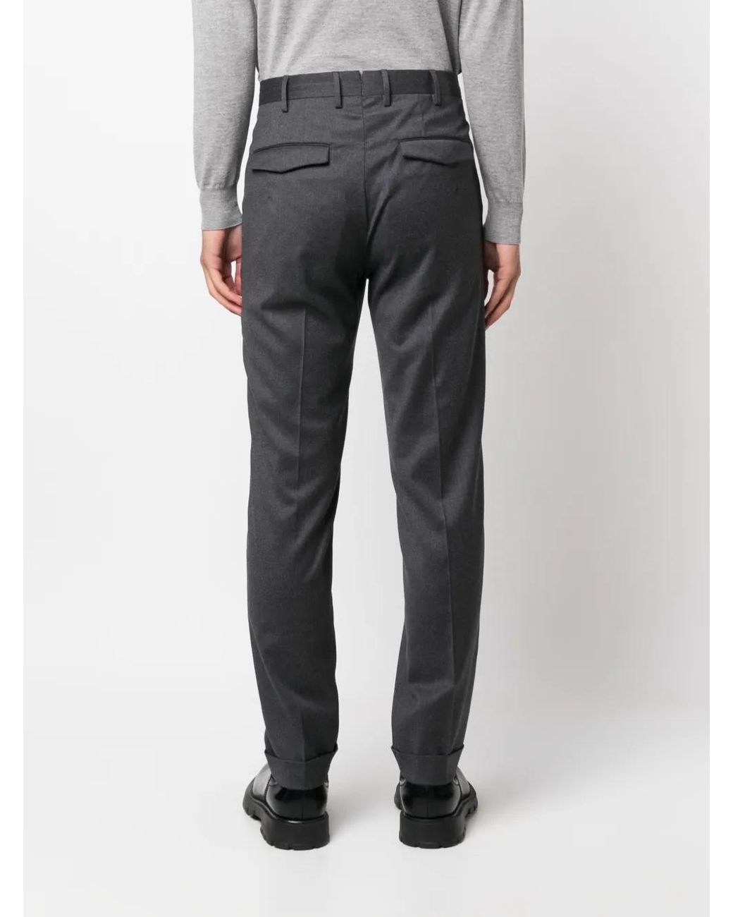 PT Torino Gray Mid-Rise Tailored Trousers for men
