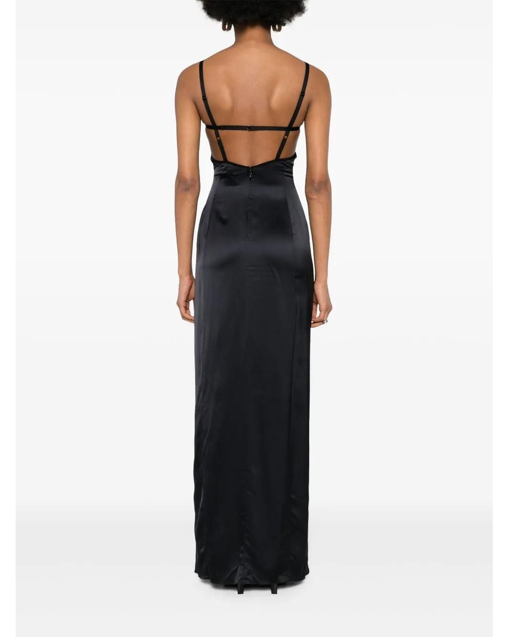 Nensi Dojaka Black Double Petal Maxi Dress