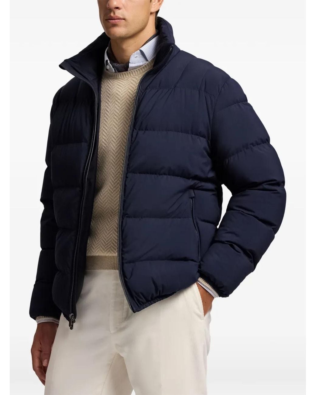 Ralph Lauren Blue Quilted-Pattern Padded Jacket for men