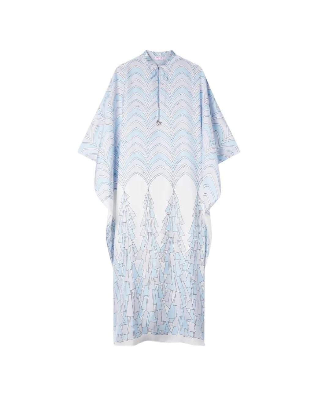Emilio Pucci Blue Baiadera Print Silk Kaftan