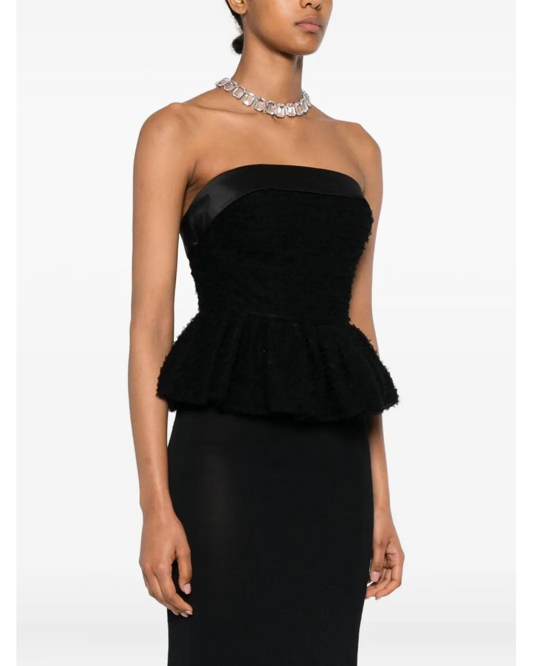 Viktor & Rolf Black Tulle Ruffle Strapless Top