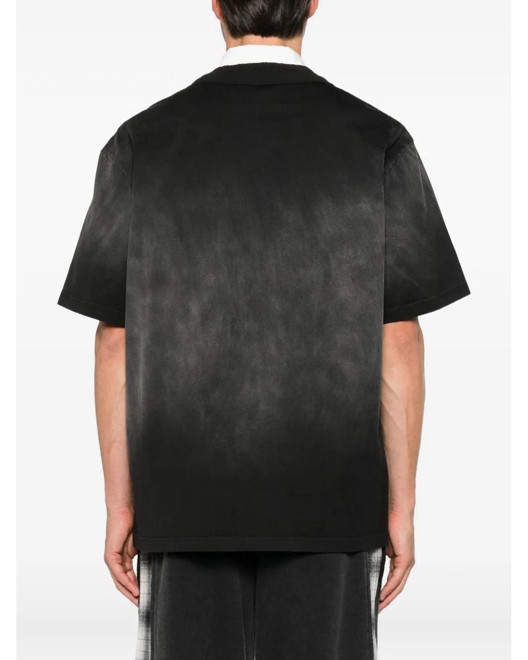 Feng Chen Wang Black Faded-Effect Logo-Patch T-Shirt for men