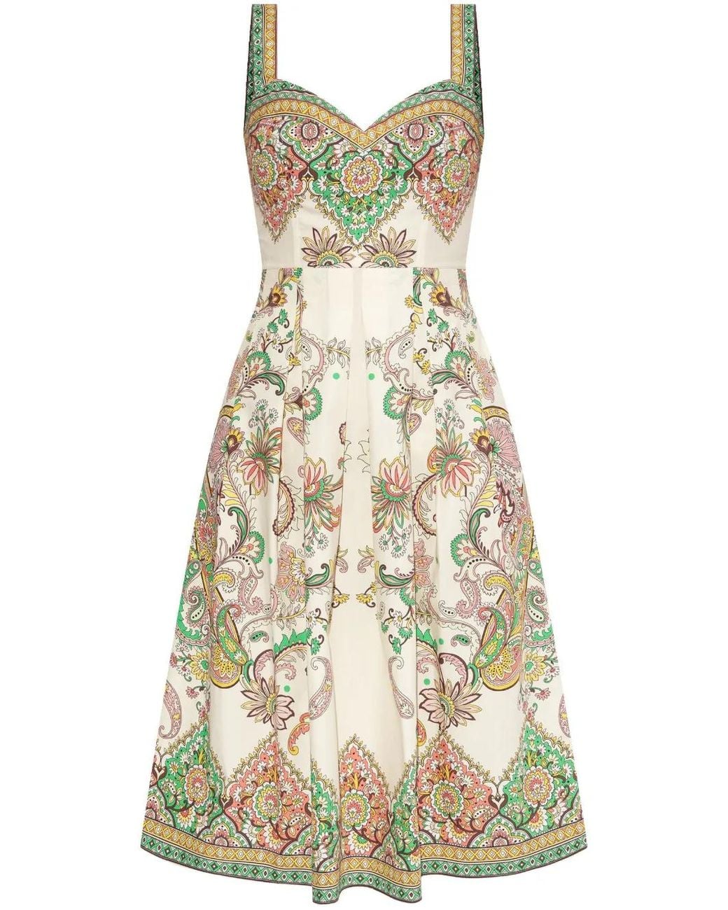 Etro White Strappy Dress With Decorative Print