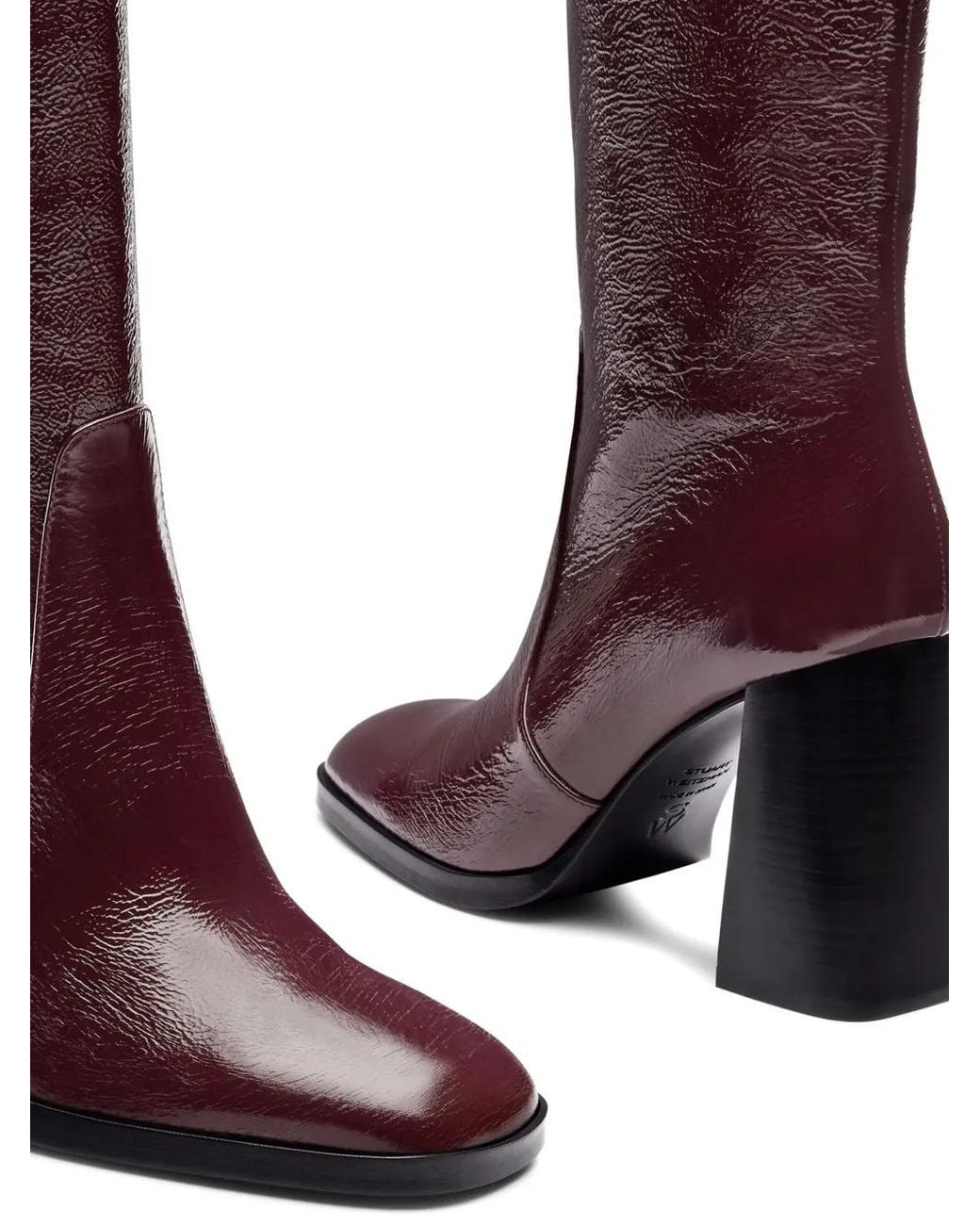 Stuart Weitzman Purple Vera Crinkle Patent Leather Boots