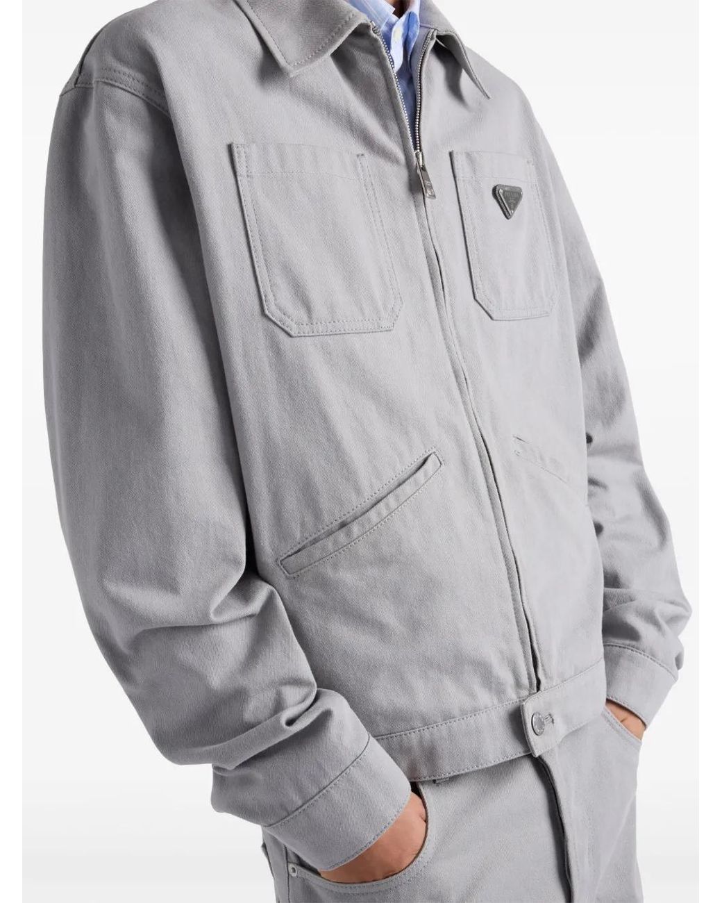Prada Gray Denim Jacket for men