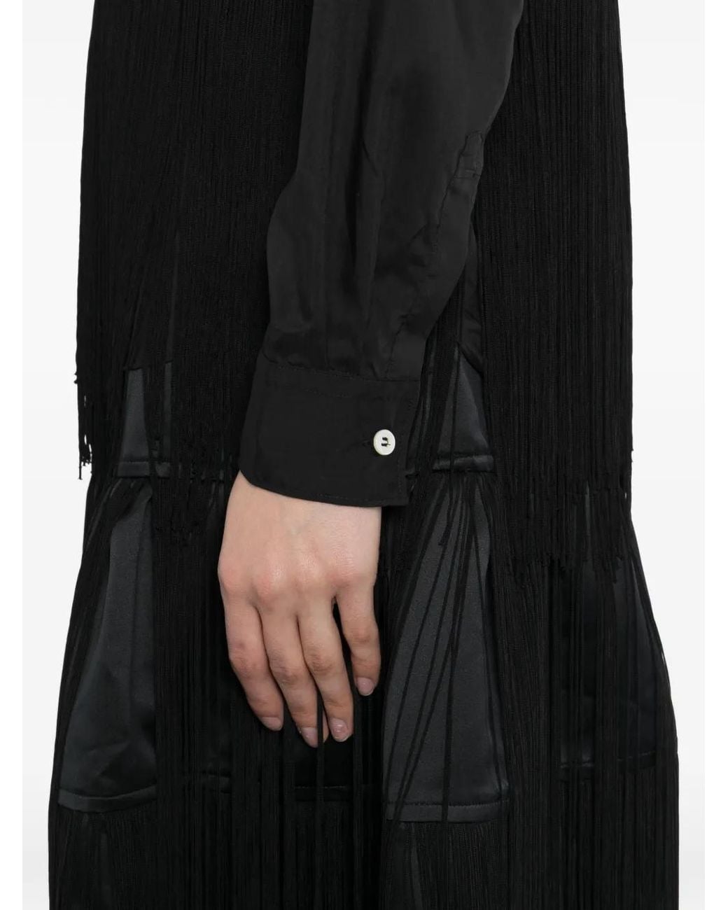 COMME DES GARÇON BLACK Black Fringe-Trimmed Tiered Shirt