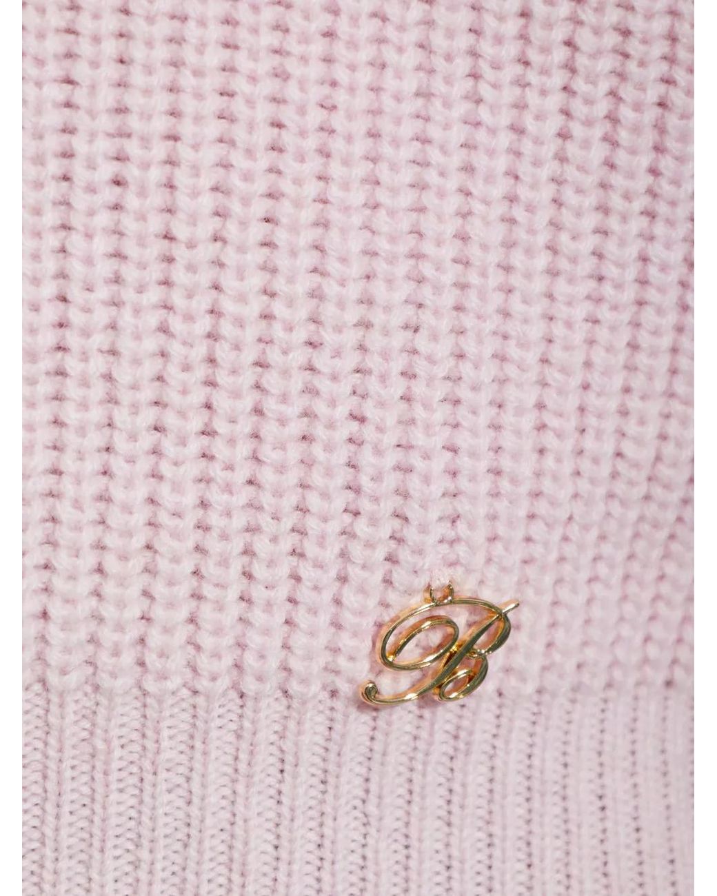 Blumarine Pink Padded-Shoulder Wool Sweater