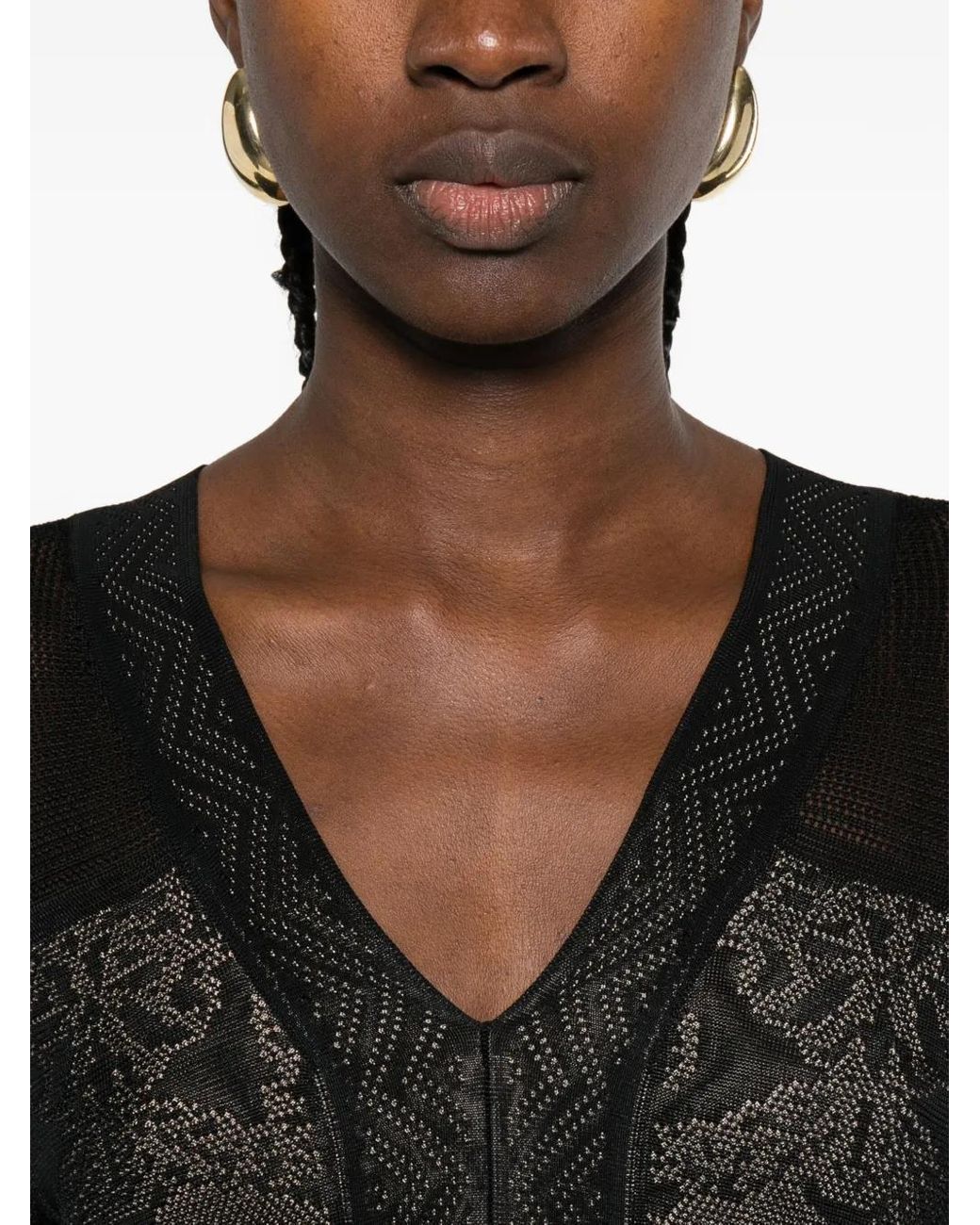 Twinset Black V-Neck Maxi Dress