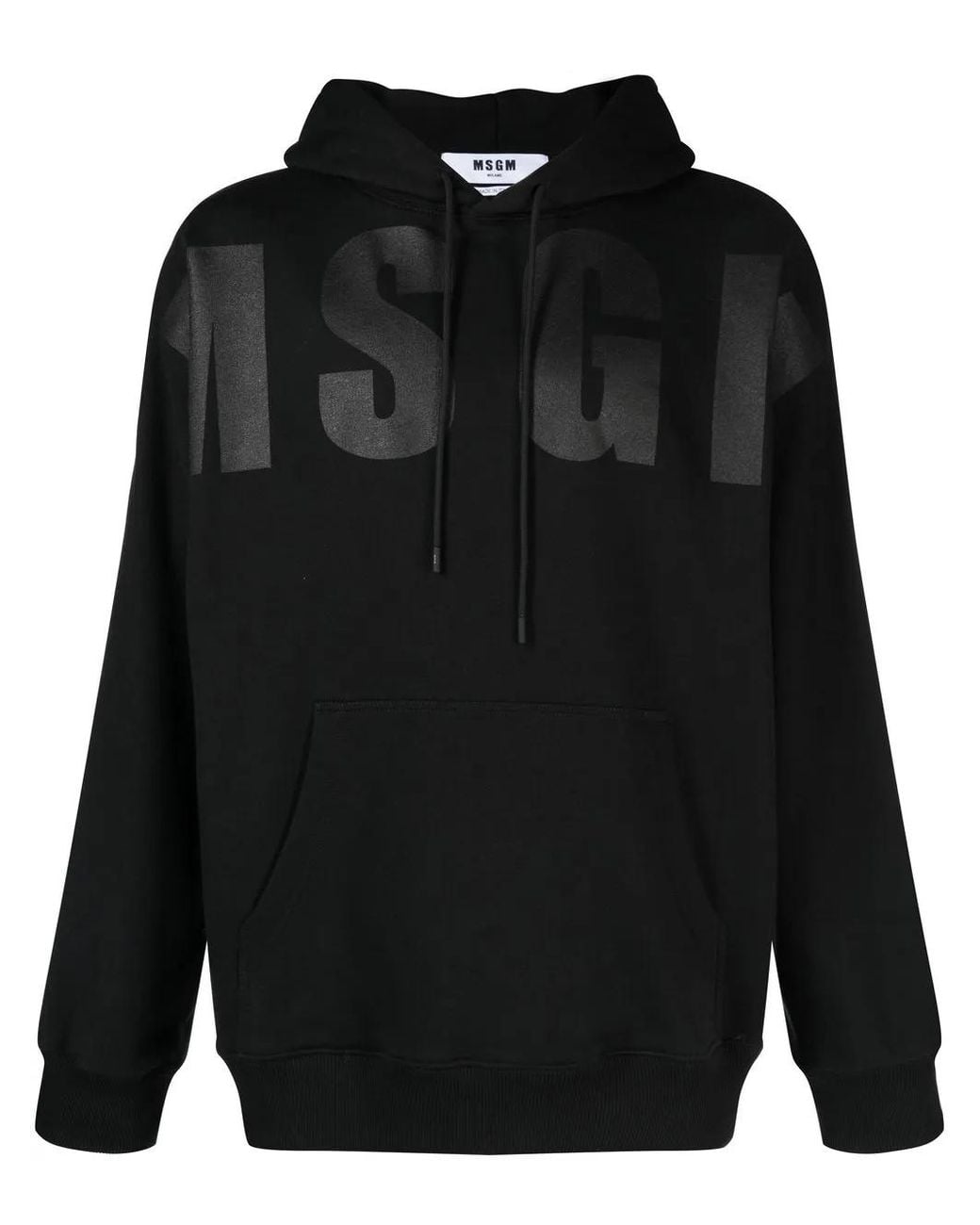 MSGM Black Appliqué Logo Hoodie for men
