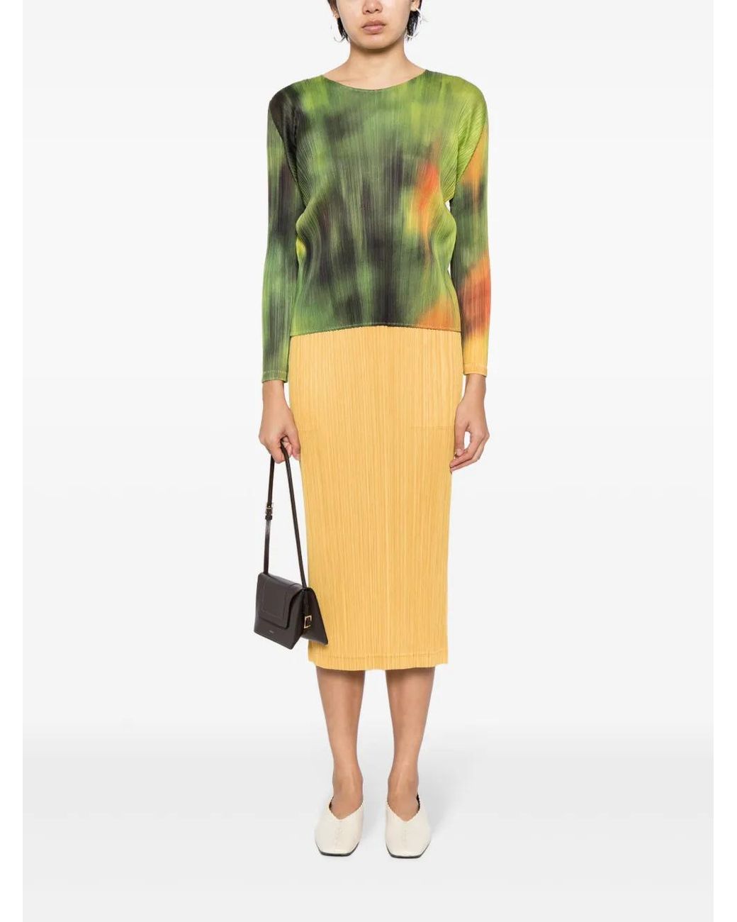Pleats Please Issey Miyake Turnip & Spinach Plissé Top in Green | Lyst