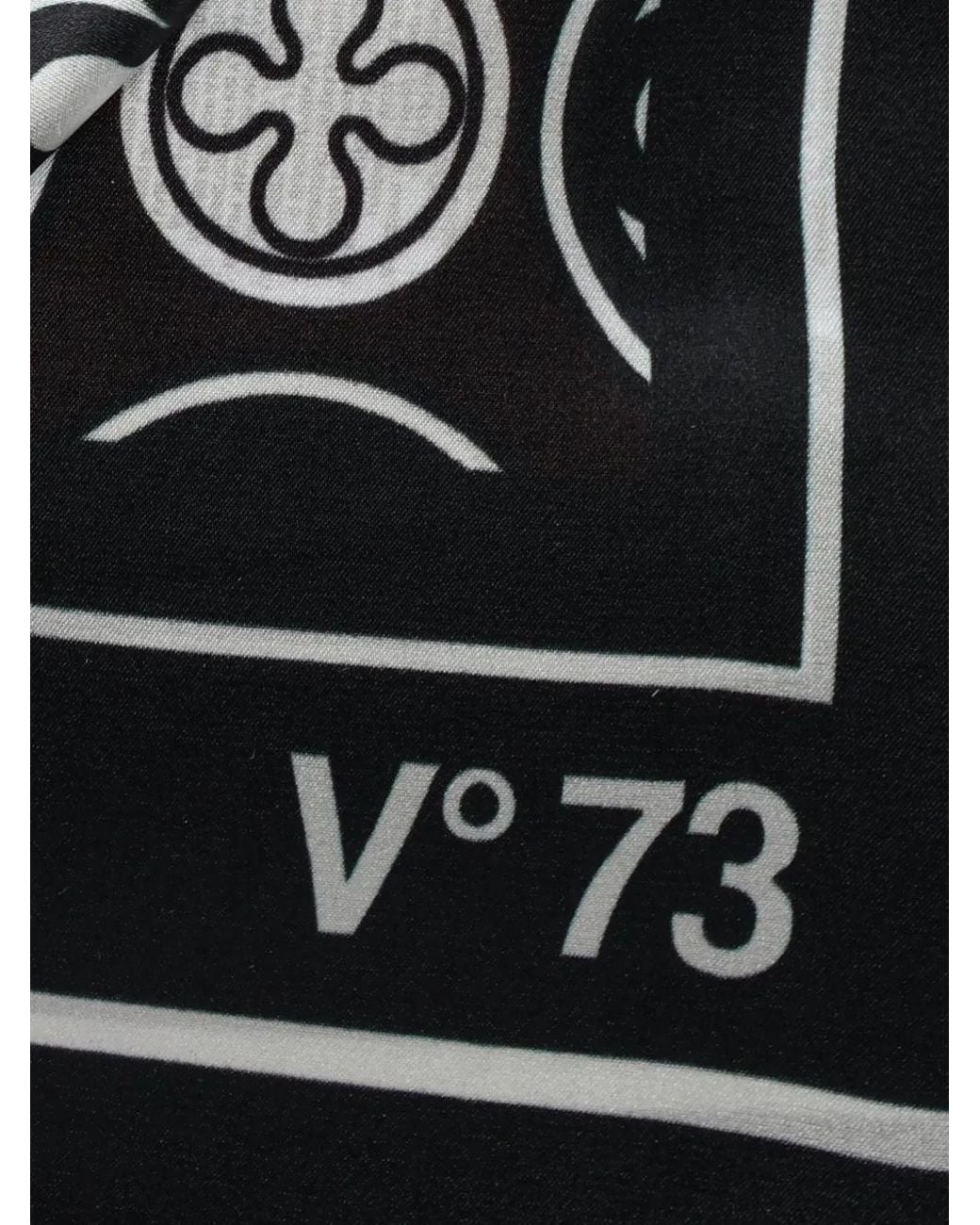 V73 Black Patterned Silk Scarf
