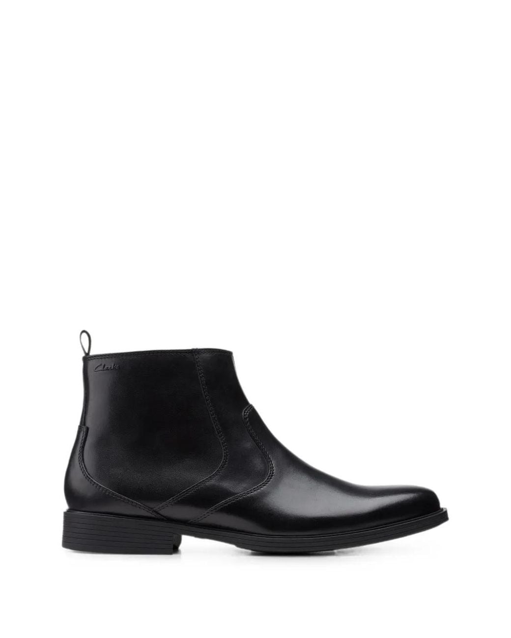 Clarks Black Whiddon Zip Leather Ankle Boots for men