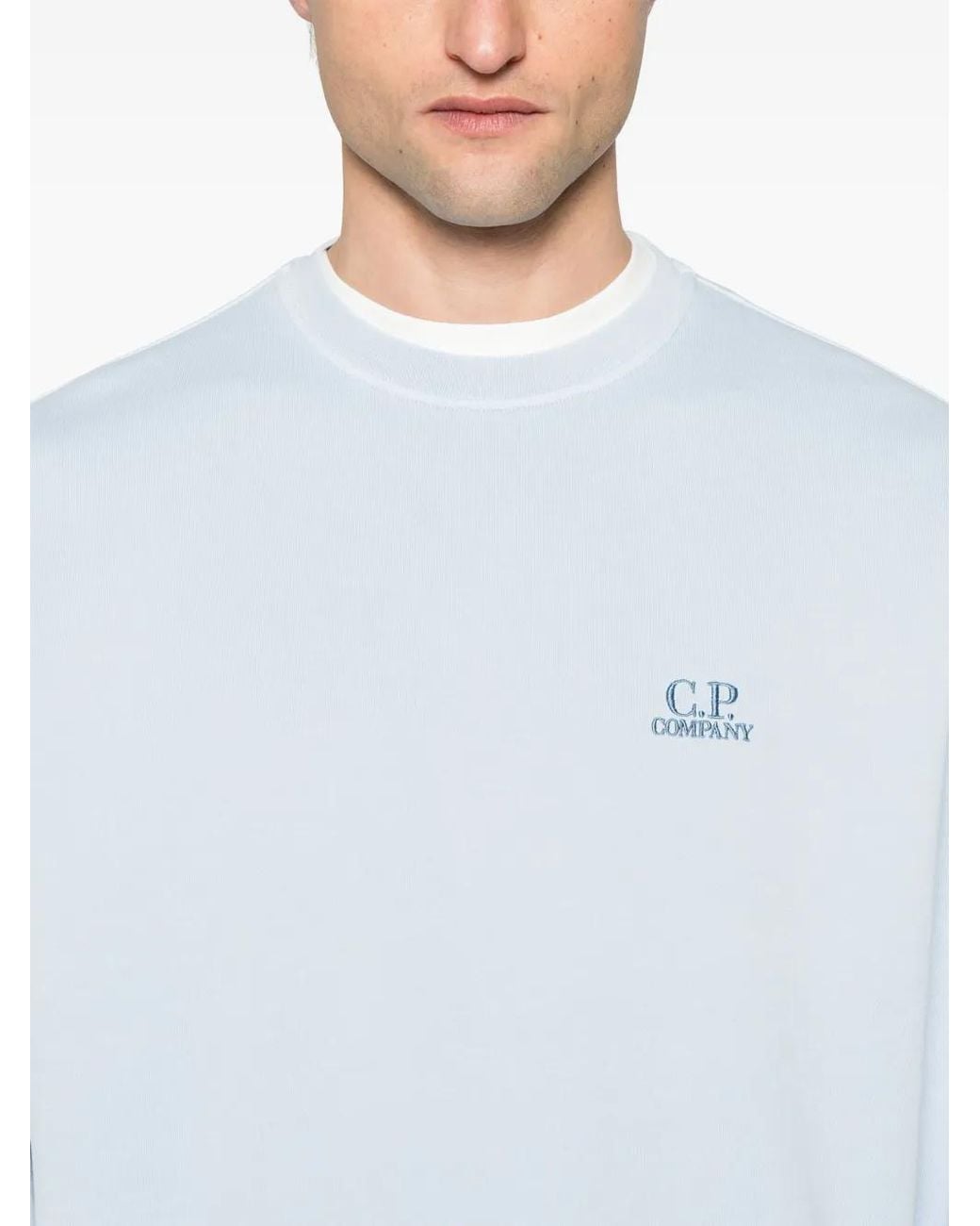 C P Company Blue C.P.Company Logo Embroidered Sweatshirt for men
