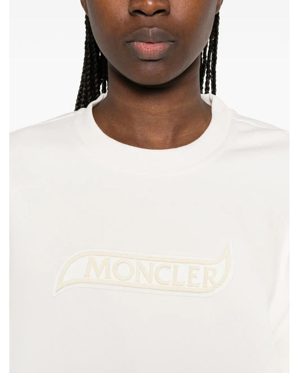 Moncler White Logo-Patch Sweatshirt
