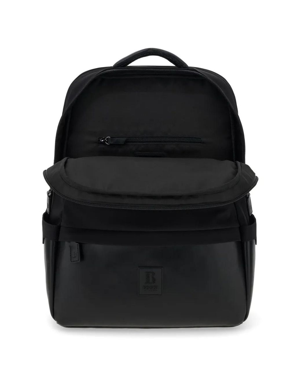 Boggi Black Logo-Patch Backpack for men