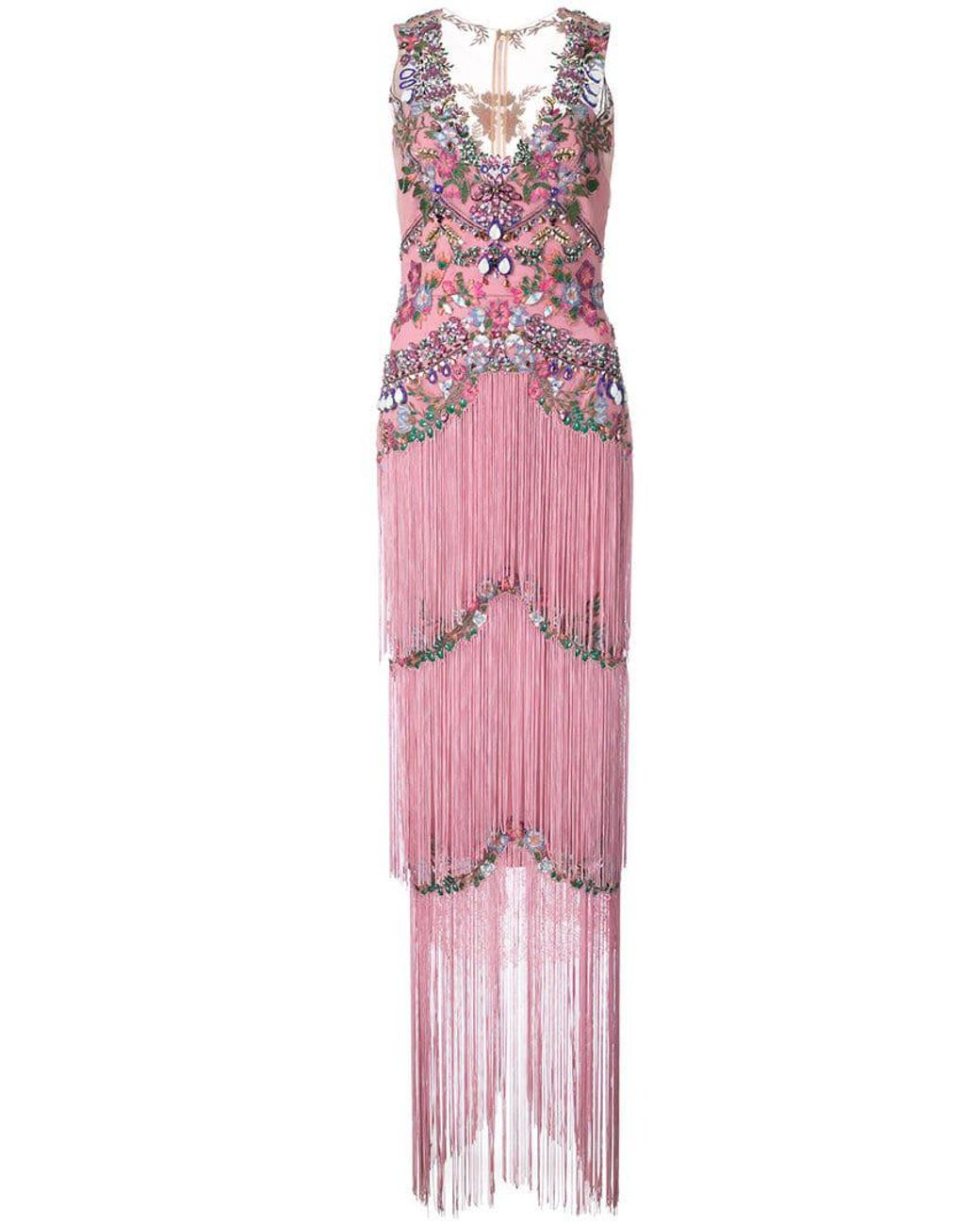 Marchesa notte fringe gown hotsell