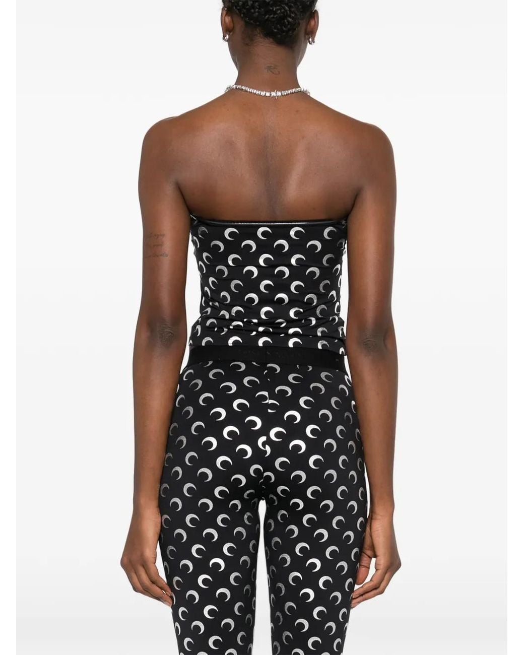 MARINE SERRE Black Moon-Print Top