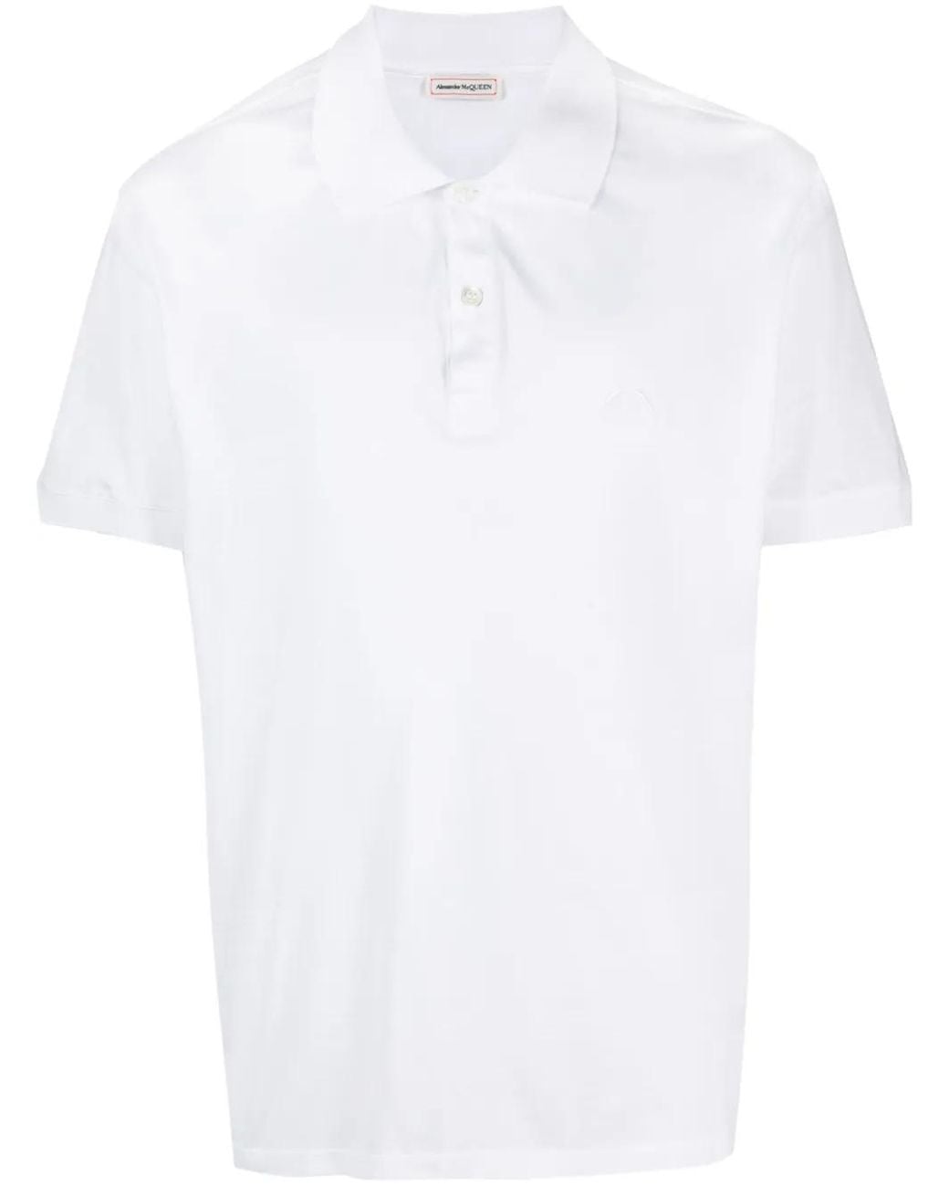 McQueen White Logo-Embroidered Jersey Polo Shirt for men