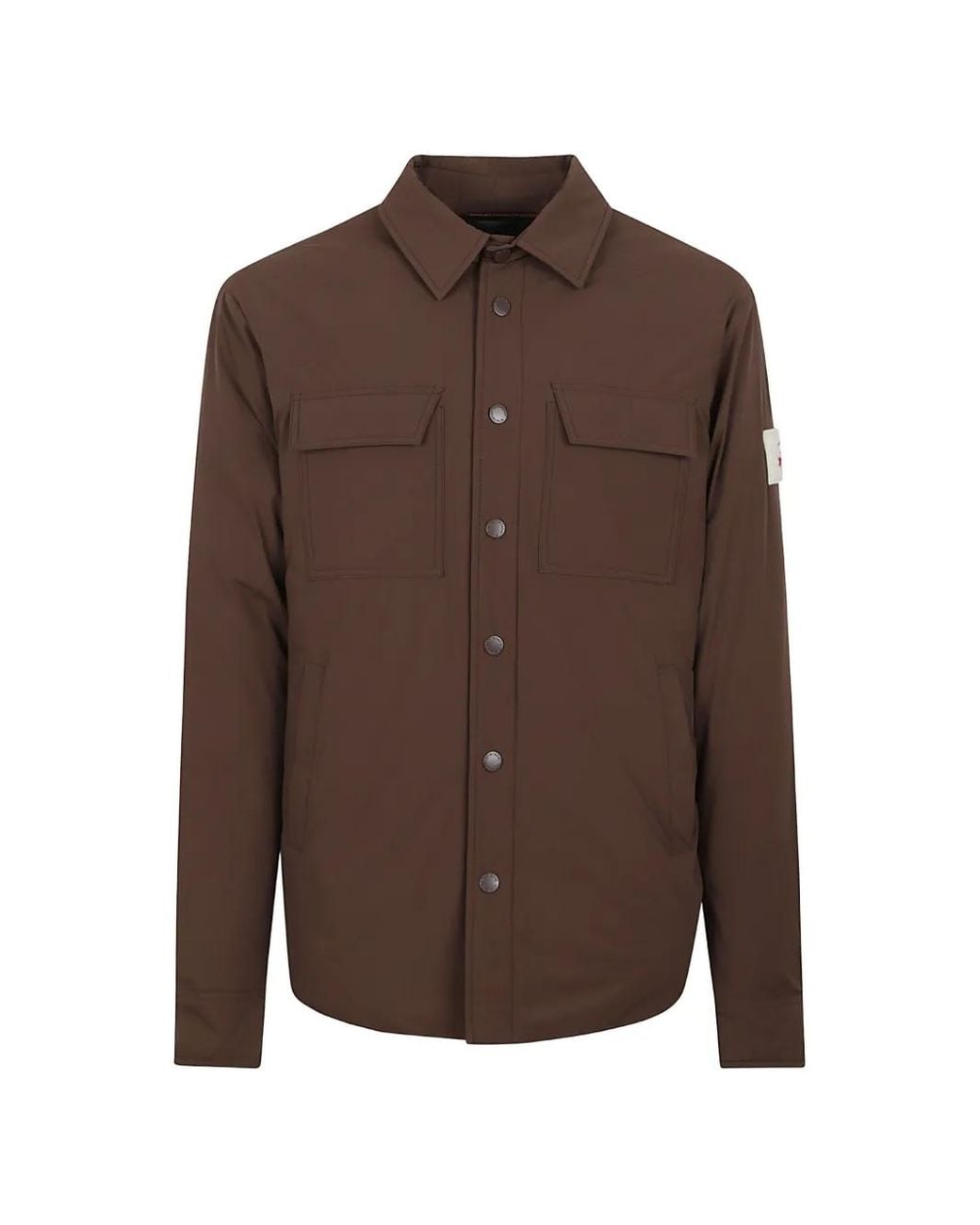 AFTER LABEL Brown Bellunon Logo-Patch Button-Down Jacket for men