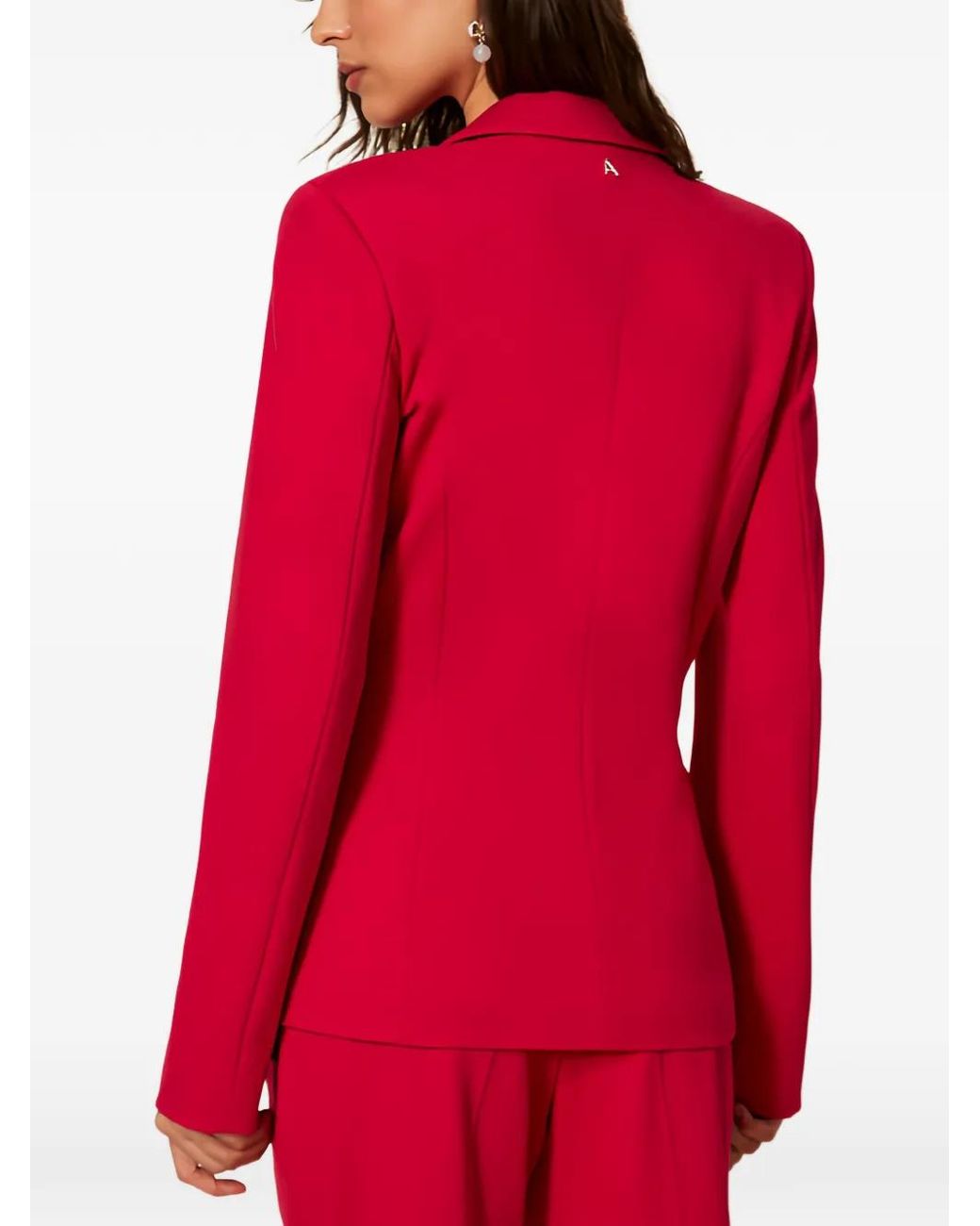 Twinset Red Blazer With Floral Brooch