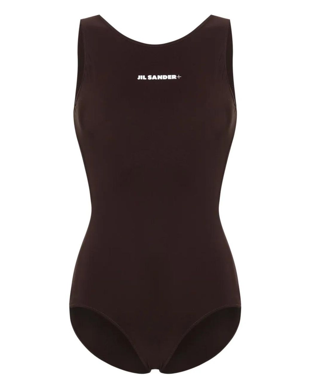 Jil Sander Black Logo-Print Open-Back Swimsuit
