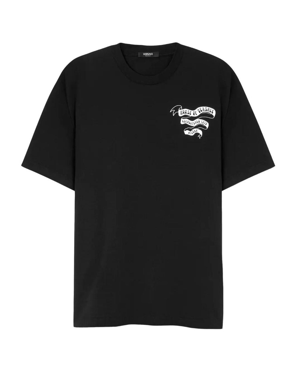 Versace Black Printed Cotton-Jersey Regular T-Shirt for men
