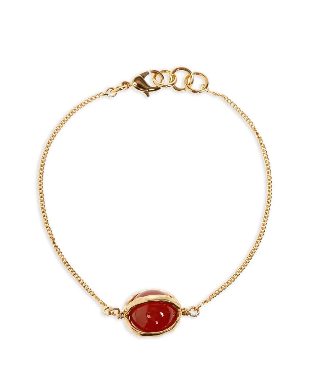 Jil Sander White Stone-Pendant Chain Bracelets