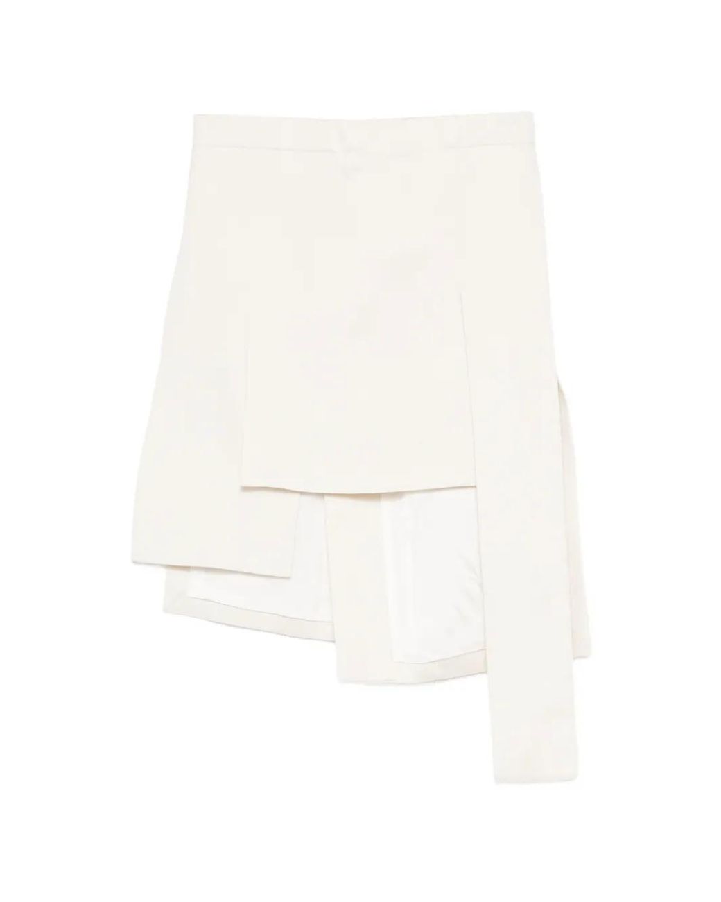 Setchu White Asymmetric Layered Skirt