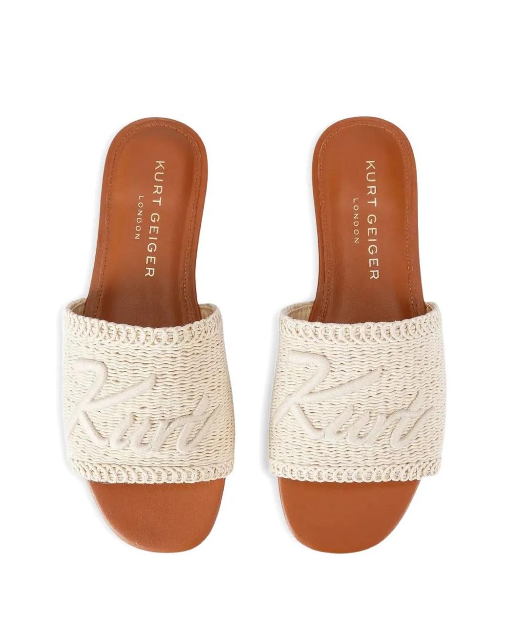 Kurt Geiger White Woven Flat Sandals