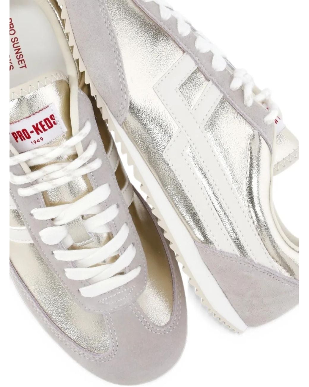 Pro Keds White Racer 77 Metallic-Leather Sneakers