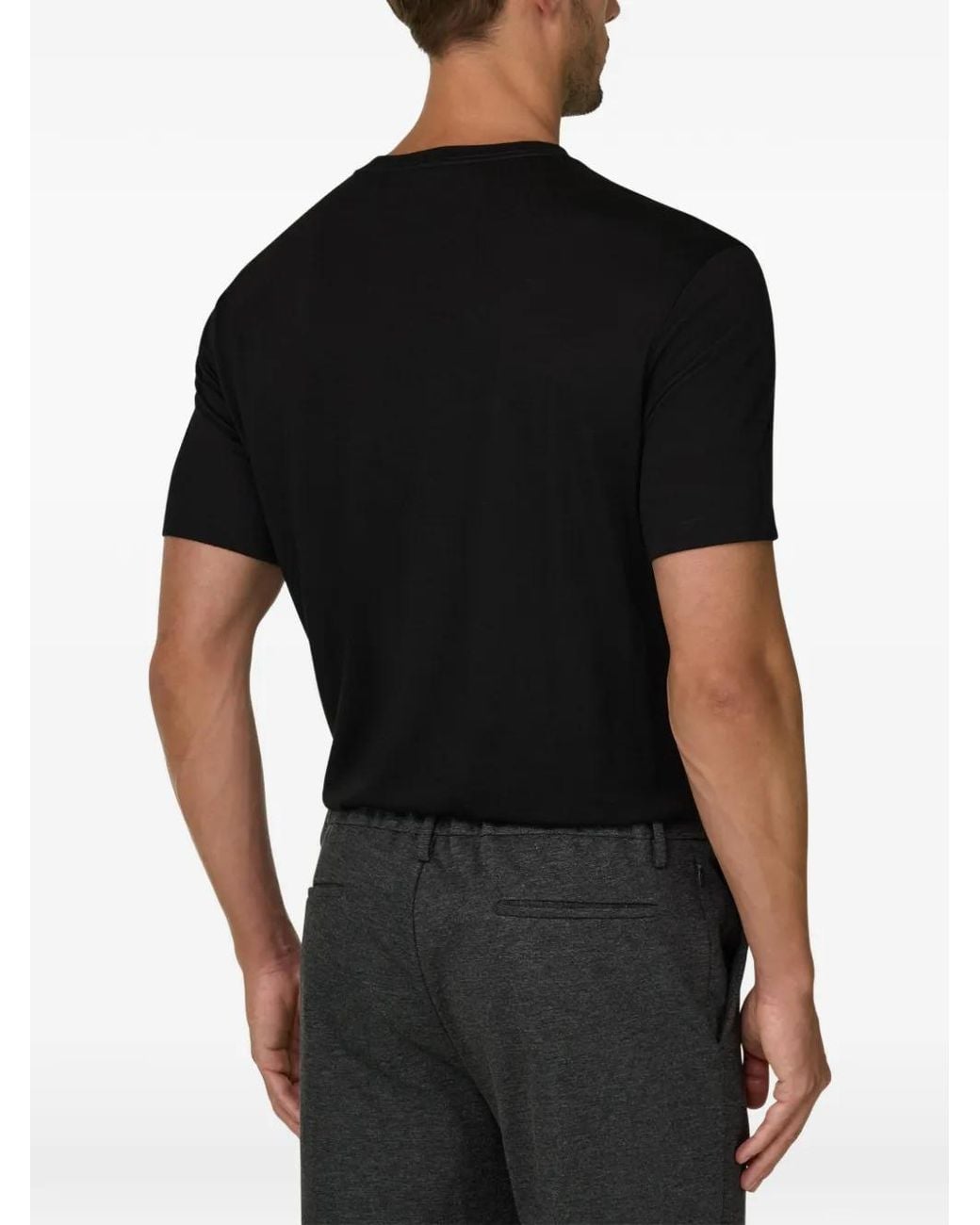 Boggi Black T-Shirt Jersey Cotton Tencel Blend for men