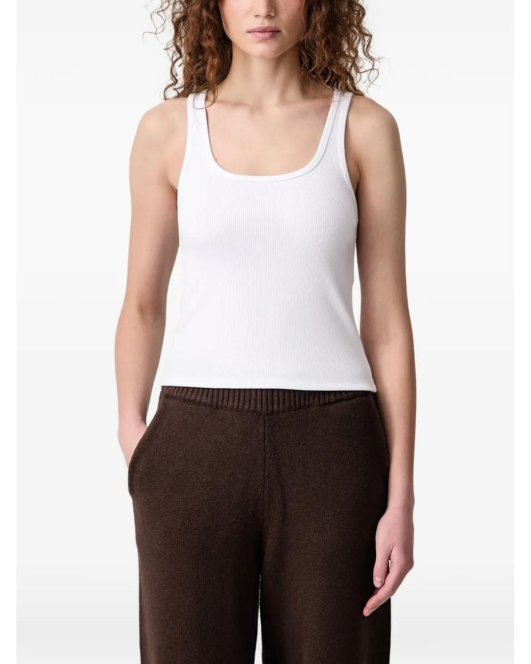 WRSTBHVR White Tilla Ribbed-Knit Tank Top