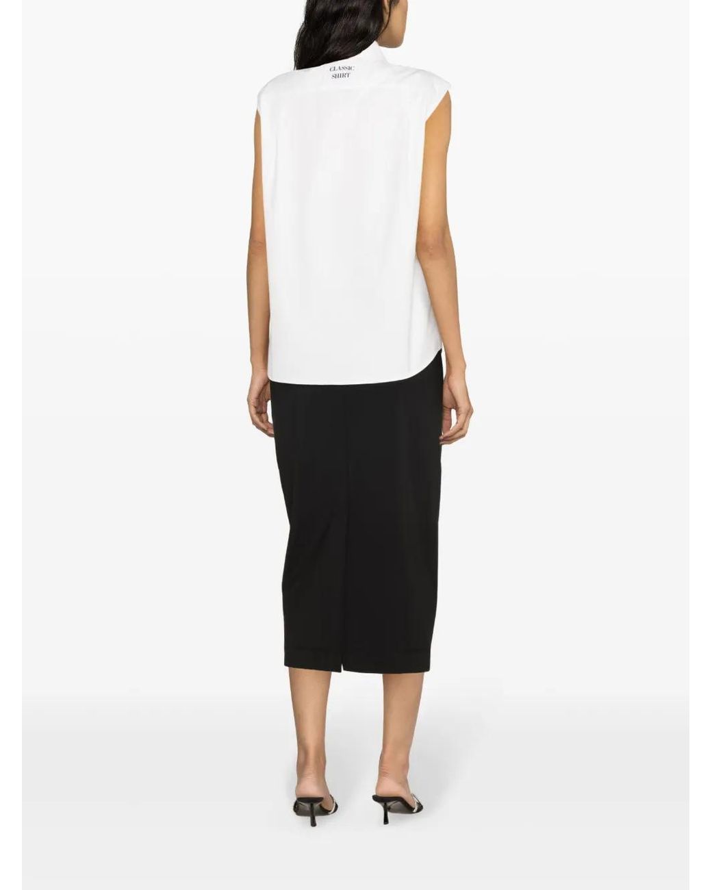 Moschino White Ribbed Detail Shirt