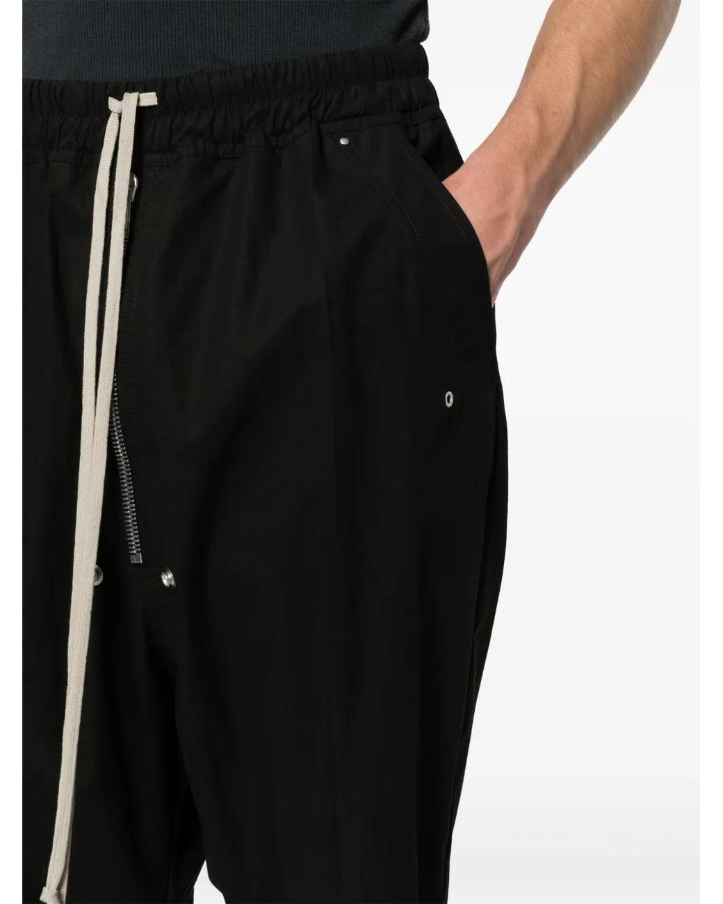 Rick Owens Black Tapered Drop-crotch Trousers for men