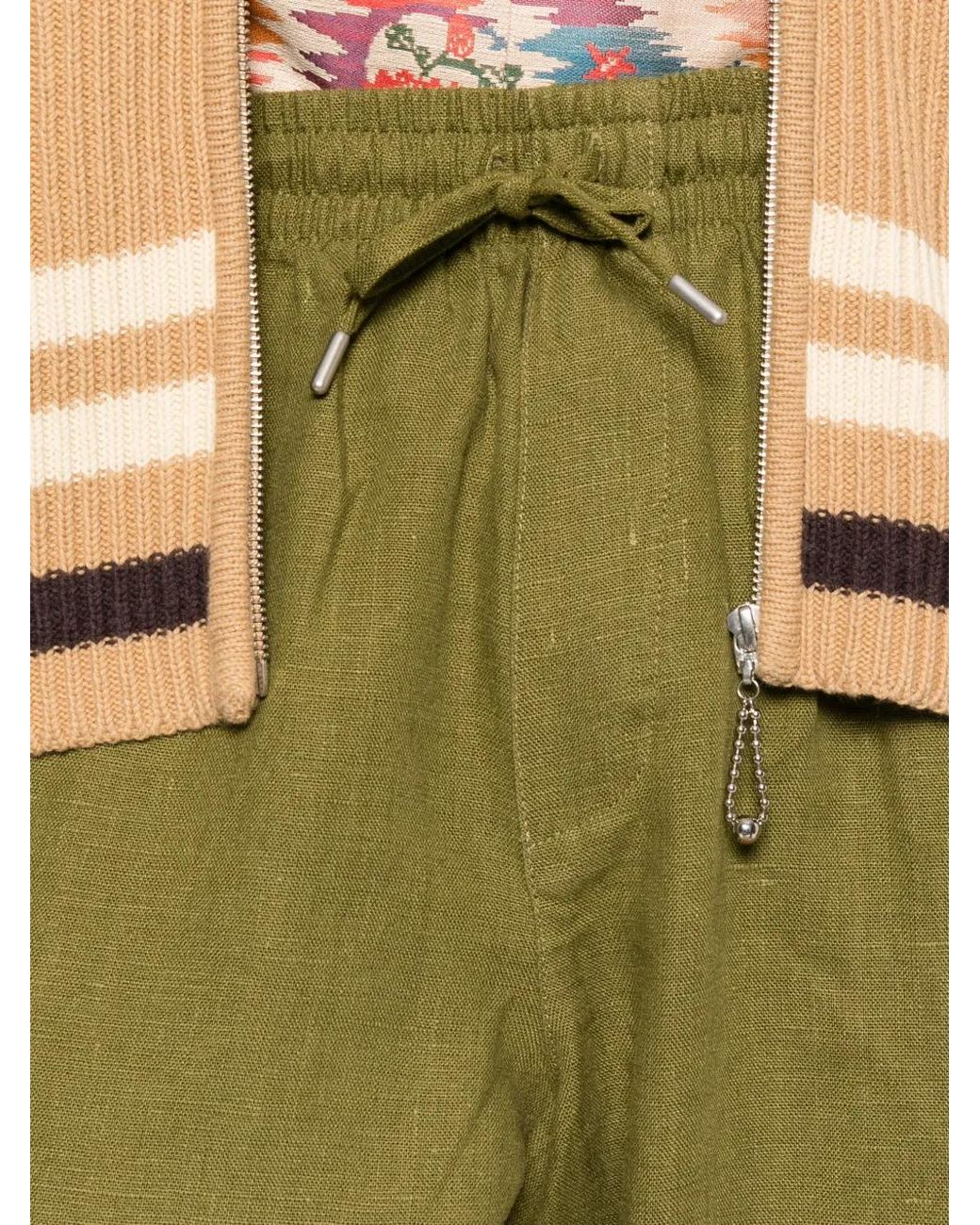 Arte' Green Drawstring Elasticated-Waistband Trousers for men