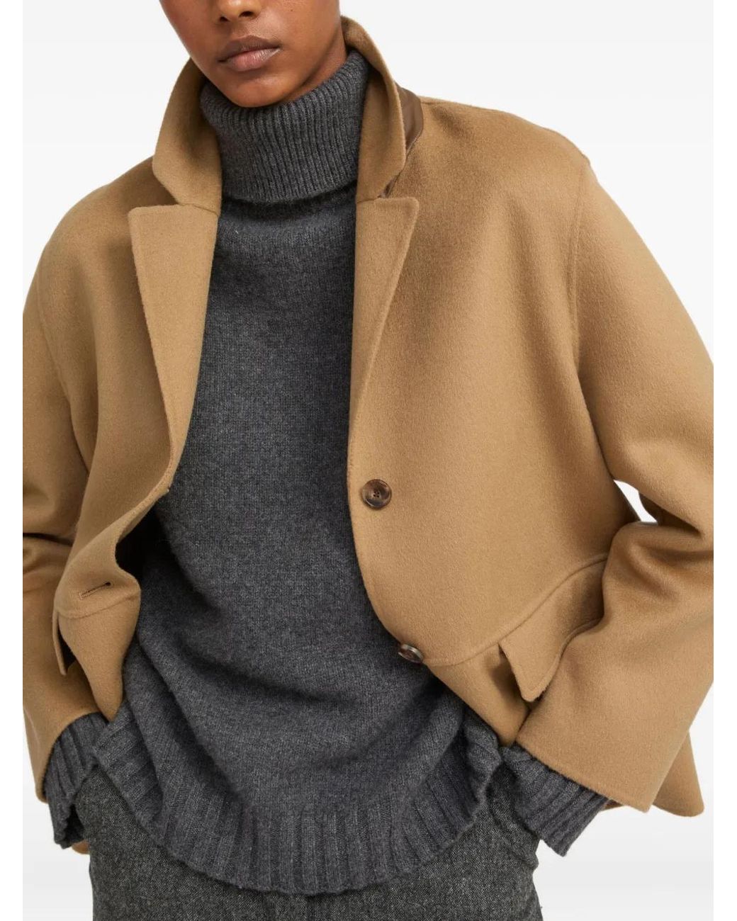 Yves Salomon Brown Buttoned Jacket
